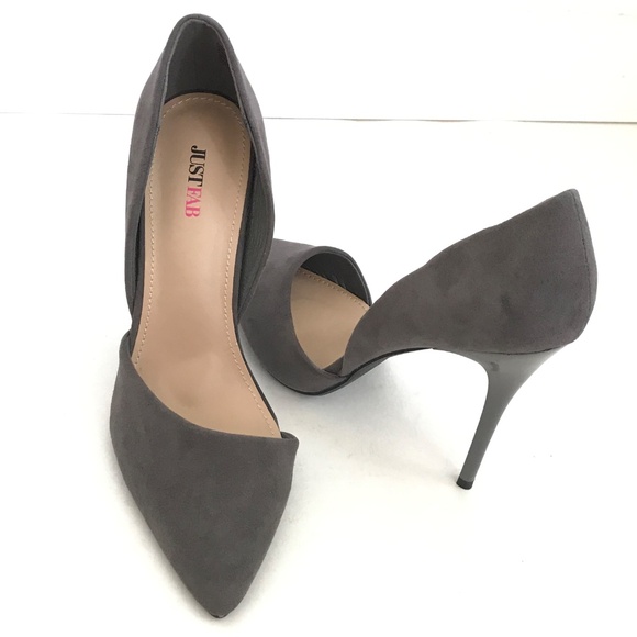 JUSTFAB Eada Stiletto Heels Asymmetrical Pump Pointed Toe Gray Women’s Size 10 - Picture 10 of 16